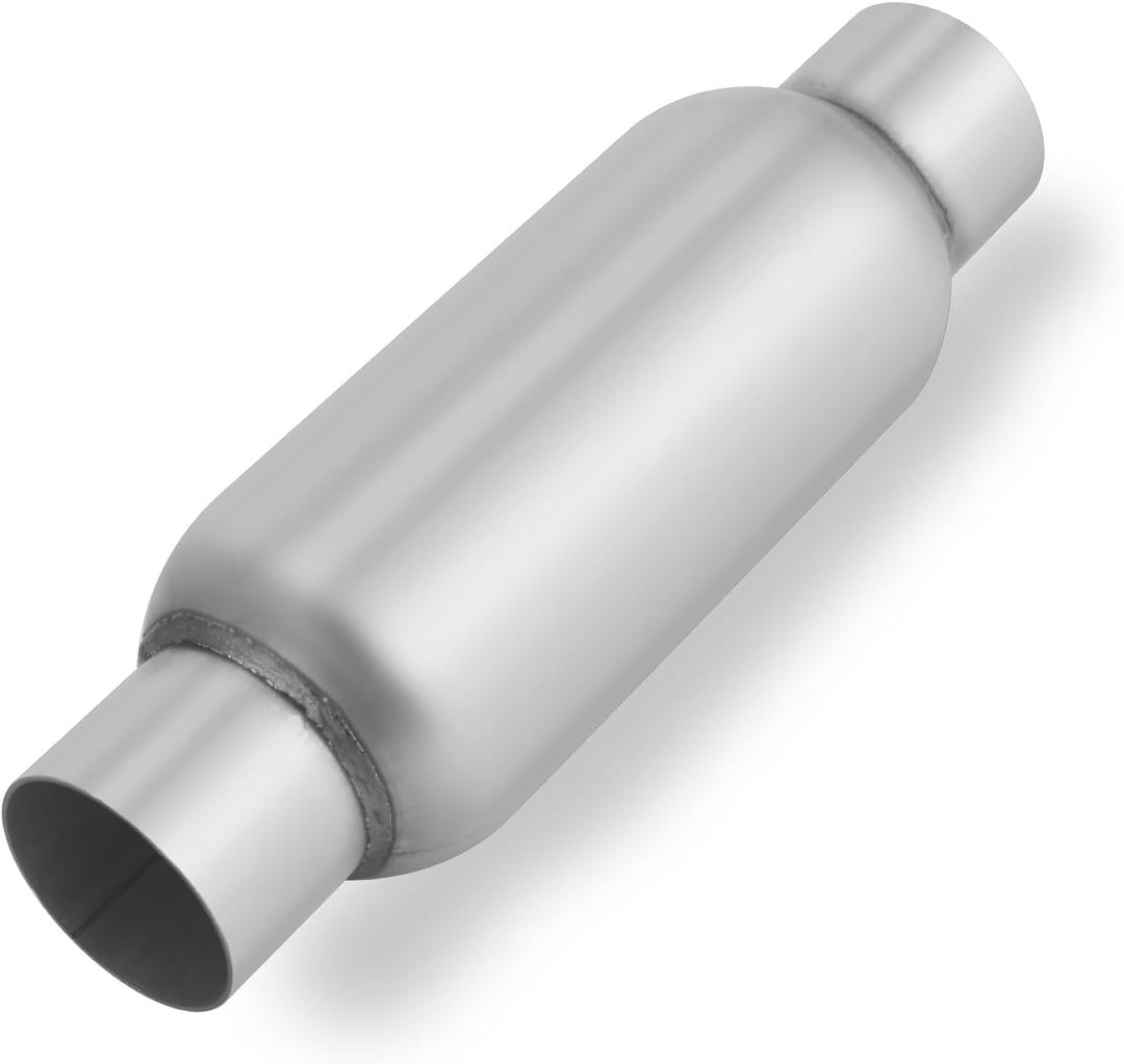 A-KARCK 2.5" Inlet Exhaust Resonator, 2.5" Inlet 2.5" Outlet 13" Overall Length Muffler Resonator Stainless Steel