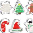 Large Christmas Cookie Cutters - 6 Pcs 4 Inch Holiday Cookie Cutter - Christmas Tree, Santa Hat, Snowflake, Gingerbread Men, Snowman and Candy Cane Shapes Cookie Molds for Winter Holiday DIY Baking