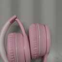 RORSOU B10 Wireless Over-Ear Headphones, Lightweight Folding Stereo Bass Bluetooth Headset with Mic, 50H Playtime, Volume Control, Bluetooth 5.3 Headphones for iPad/Travel/Tablet/PC (Pink)