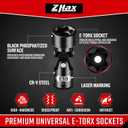 ZHAX 15-Piece E-Torx Swivel Socket Set, 1/4" & 3/8" Drive Universal Joint External Star E4-E24 (7-14mm), CR-V Steel with Adapters