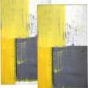 Hand Towels for Bathroom,Set of 2,Grey and Yellow Abstract Art Painting,Soft Absorbent Small Bath Towel Kitchen Dish Guest Towel Home Decor 15.7"x27.5"