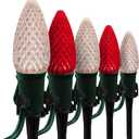 Wintergreen Lighting 50' OptiCore LED C9 Red and Warm White Pathway Christmas Lights, Heavy Duty Bulbs for Driveway, Walkway Marker, 5" Commercial PathPRO Stakes, 18 Gauge Green Wire