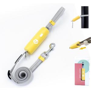 Hand Free Dog Leash Adjustable Length 4-6 ft with Reflective Stripor for Medium&Small Dogs Comfortable Handle and Sturdy Rope for Walking, Jogging and Running Your Dog (Yellow)