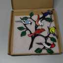 Six Birds Cardinal Gifts Stained Metal Window Hangings, Multicolor Bird On A Wire Window Panel Decor Series Ornament Home Wall Garden Decoration Love Gifts