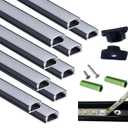 THMOOTHER 10-Pack 3.28FT Pre-Drilled Countersunk Hole LED Strip U Channel Diffuser, Matte Black Flush Mounted Under Cabinet Tape Light Aluminum Low Profile with Milky Cover (10, 3.28FT)
