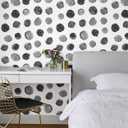 4 x Black and White Peel and Stick Wallpaper, Vintage Self Adhesive Wall Paper, Modern Dark Polka Dot Contact Paper for Cabinets, Drawers, Kitchen, Bathroom and Bedroom, 17.5 x 118