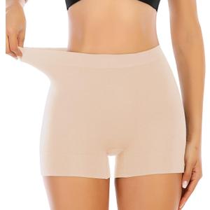 Seamless Shaping Boyshorts Panties for Women Slip Shorts Under Dress Shapewear Shorts Tummy Control Underwear (Large, #2 Classic Beige)