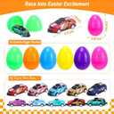12 Pack Prefilled Easter Eggs with Toys, Cars Fidget Spinner Toys Easter Basket Egg Hunt Stuffers, Pre Filled Easter Eggs Fillers for Kids Gifts Party Favors, Goodie Bag Stuffer, Easter Prizes