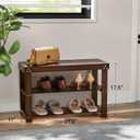 Pipishell 3 Tier Bamboo Shoe Rack Bench for Entryway, Brown, 27.5×11×17.5 inches