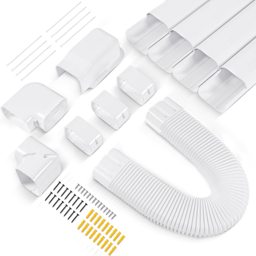 4W 16.5Ft Decorative PVC Line Set Cover Kit for Mini Split Lineset Cover Kit for Air Conditioner & Heat Pump (White)