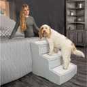 Pet Gear Easy Step III Extra Wide Pet Stairs, 3 Step for Dogs/Cats up to 200 pounds, Removable/Washable Carpet, Easy Assembly (No Tools Required), Fog