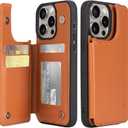 Arae Compatible for iPhone 15 Pro Max Case with Card Holder - Wallet Case with PU Leather Card Pockets Back Flip Cover for iPhone 15 Pro Max 6.7 inch - Litchi Brown