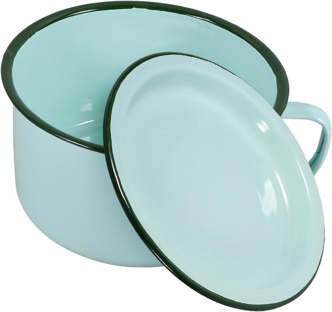 Cabilock Retro Enameled Ramen Bowl with Lid Capacity Soup Bowl for Noodles Salad and Snacks Lightweight Food Serving Dish for Home and Dorm Use