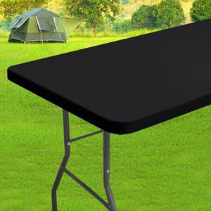 homing Spandex Elastic Tablecloth for 8 Foot Rectangle Tables, Stretch Fitted Picnic Table Cover, Washable Patio Table Cloth for Outdoor, Camping, Party (Black, 30" x 96")