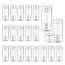 20 Pcs 15g/ 0.5oz Deodorant Jars Empty Refillable Round Plastic Deodorant Bottles Twist Up Bottom Filling Stick Tubes for Homemade DIY Lotion Bar Chapstick - Clear