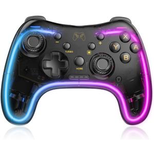 Switch Controller for Nintendo Switch 2/Switch 1/OLED/Lite, Replacement for Nintendo Switch Pro Controller Support PC & Android/iOS with Cool LED, Wireless Switch Controller with Turbo,Vibration