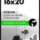 Americanflat 16x20 Picture Frame with Polished Front Cover - Slide-In Photo Frame with Buildable Molding - Fusion Collection - Picture Frames for Wall Display - Black