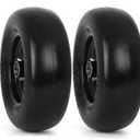 GICOOL 11x4.00-5” Flat Free Lawn Mower Tire and Wheel with 3/4" or 5/8" Bearing, 3.4"-4"-4.5"-5" Centered Hub, Smooth Tread Tire for Zero Turn Mowers, 2 Pcs