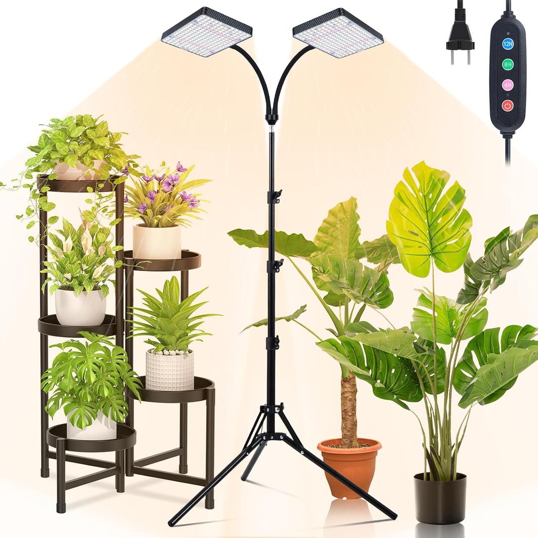 Grow Light with Stand, Orchbloom Grow Lights for Indoor Plants 50W, Natural Sunlight Full Spectrum Plant Growing Lamps for Houseplants & Bonsai Tree, 4/8/12 Hr Timer Plant Light Auto On/Off Everyday