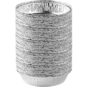PLASTICPRO 7'' Inch Round Tin Foil Pans Disposable Aluminum, Freezer & Oven Safe - For Baking, Cooking, Storage, Roasting, & Reheating, Pack of 50