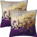 Weiscode Purple and Gold Abstract Art Throw Pillow Covers, 18x18 Inch, Gold Purple Decorative Pillows for Couch Living Room Bedroom Sofa Decor, Luxury Modern Art Pillowcase Cushion Covers