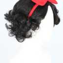 Short Curly Bob Wig Black Princess Wig with Bow Headband for Girls Halloween Costume Party Cosplay Wig