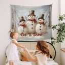WAITPI Vintage Let It Snow Snowman Winter Christmas Hanging Wall Tapestry for Bedroom, Rustic Farmhouse Snow Festive Wall Tapestries Hanging for Holiday living Room Dorm Home Decor 50x60 inches