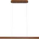 39" Wood Linear Pendant Light Modern LED Dimmable Ceiling Hanging Light Fixture Wood Linear Chandeliers 24w for Dining Room Kitchen Island Pool Table Bar Walnut Color (with Remote Control)
