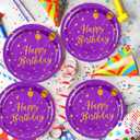 50 Pcs Purple and Gold Paper Plates,9 inch Halloween Paper Plates Disposable Happy Birthday Dessert Cake Plate Party Supplies for Halloween Fall Thanksgiving Birthday Wedding Party Decorations