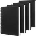 Lined Spiral Notebook A4 Large Black Journal 8.5" x 11"-4 Pack 7mm College Ruled Hardcover Notebooks 160 Pages 100GSM Thick Paper for Note Taking School Office Supplies