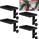 4 Pcs Black Garland Hangers for Mantle, 2 in 1 Mantle Weighted Christmas Stocking Hanging Hooks Stocking Holder with Double Sided Tape -Each Mantle Holder Has Two Hooks for Dual Purpose (Black-4 Pcs)