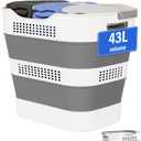 43L(11.5Gallon) Collapsible Laundry Basket with Handles, Foldable Laundry Basket Plastc,Pop Up Tall Storage Container/Organizer/Clothes Hamper for Laundry (Grey,1 Pack)