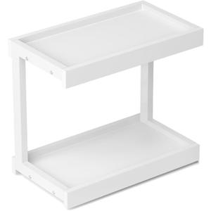 MARTY 2 Tier 15.75"x8.9" Large Countertop Shelf Organizer Spice Rack, Coffee Station Organizer for Mugs Cups, Wooden Shelf Desktop Storage Organizer for Kitchen Bathroom Home Office (White)