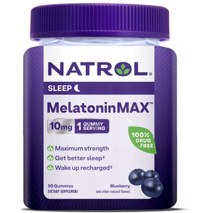 Natrol Melatonin 10mg Sleep Aid Supplement, 80 Count MelatoninMax Gummies, Blueberry Flavor, 10 mg Melatonin Gummies for Occasional Sleeplessness, 80 Day Supply