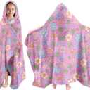 Girls Hooded Bath Towel, Toddler Bath Towel 30"X50", Cute Flower Poncho Towels for Girls Boys, Absorbent Bath Towels Perfect for Kids Pool Bath Beach Swim