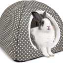 Rabbit Hideout Large Bunny Bed Washable Rabbit House and Hideout Fleece Guinea Pig Hiding Hut for Indoor Bunnies Small Animal Hideaway (Grey)