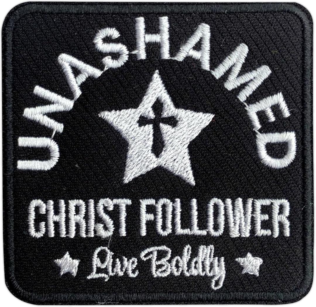 8 x Unashamed Christ Follower Live Boldly 3'' Iron On Embroidered Patch, Cross Star DIY Sew On Patches, God Lover Embroidered Patches for Clothes Backpacks Hats Denim, Faith Gift for Christians, (Mix )