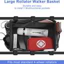 Upgraded Under Seat Rollator Bags with Cup Holders, Four Wheel Drive Walker Basket, Reusable Walker Bags for Rolling Walker, Rollator Basket Accessory for Seniors Storage Ipad & Essential