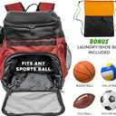 Basketball Backpack with Ball Compartment (Red)