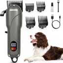 Dog Clippers for Grooming: Dog Grooming Kit Low Noise Electric Quiet Rechargeable Adjustable Clipper Comb Cordless Pet Hair Thick Coats Clippers Trimmers Set Dogs Hair Clippers for Dogs Cats Pets (Grey)