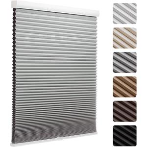 MYshade Cordless Blackout Cellular Shades, 1.5" Honeycomb Window Blinds for Bedroom & Nursery, Thermal Insulated, Noise Reducing, Privacy Shades, Inside or Outside Mount (30.5" W x 72" H, Grey)