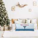 Coastal Beach Christmas 20x54 Body Pillow Cover, Gifts for Whale Lovers, Merry Christmas Lights Whale Long Body Pillowcase Hugging Pillow Covers for Beach House Cabin Home