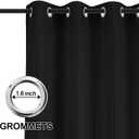 Outdoor Curtains for Patio - 4 Panels Waterproof Grommet Top Curtains, Gray Woven Textured Outside Curtain for Gazebo, Porch, Pergola, Cabana, Deck, Sunroom, 52W x 84L inch, Black