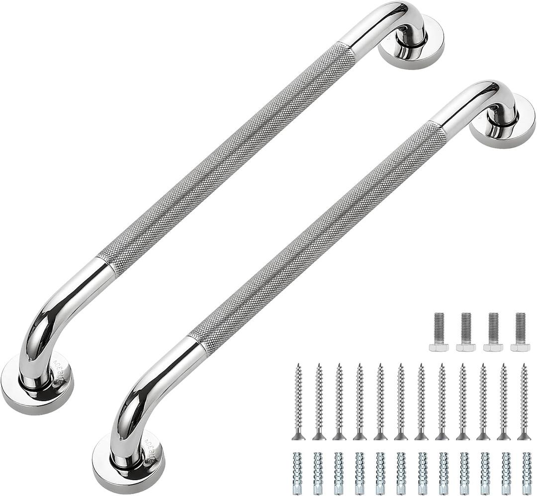 Grab Bars for Shower, 2 Pack 20-Inch Anti Slip Shower Handles for Elderly, Safety Shower Grab Bar, Stainless Steel Handicap Grab Bars for Bathroom (Polished Nickel 1" Diameter)