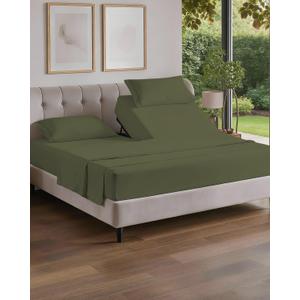 Flex Top Split Head King 4 Piece Sheet Set - Comfy Breathable & Cooling Bed Sheets Set - Hotel Luxury Bedding for Women, Men, Kids, Teens, Boys & Girls - Deep Pockets, Soft and Oeko-Tex - Sage Green