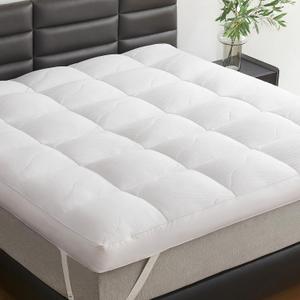 Dual Layer 5 Inch Goose Feather Mattress Topper Full Size, 4 Inch Goose Feather Plus 1 Inch Down Alternative Pillow Top, Medium Firm Featherbed with Adjustable Straps(54"x75", Wavy) (White)