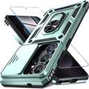 Janmitta Compatible with Samsung Galaxy S26 Ultra Case Built in Slide Camera Lens Cover+Screen Protector+Finger Ring Holder Kickstand,Heavy Duty Shockproof Full Body Phone Cover,2026 Dark Green