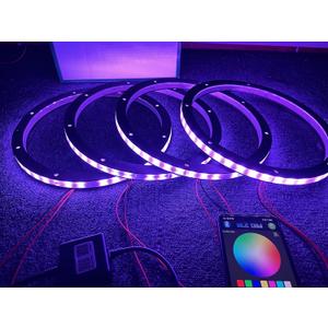 Sando Tech 4PCS 6.5'' RGB Changing Car LED Speaker Ring Lights Decorative Light Kit Multiple Color Shift Spacer Ring Light Coaxial Speaker Lights Bluetooth APP Control