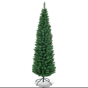 5Ft PVC Artificial Pencil Christmas Tree Slim Stand Green