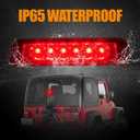 Third 3rd Brake Light LED for 1997-2006 Jeep Wrangler, High Mount Rear Brake Lights Assembly for 97-06 Wrangler TJ, Waterproof Center Cab Lamp Stop Light (RED)